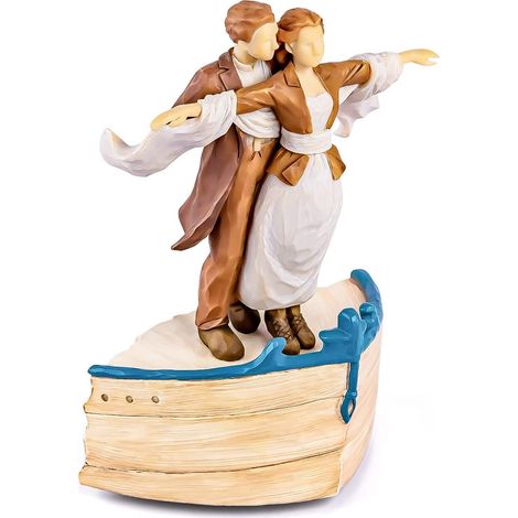 Statue musicale couple en résine "My Heart Will Go On" 20 cm - Boîte cadeau romantique décorative