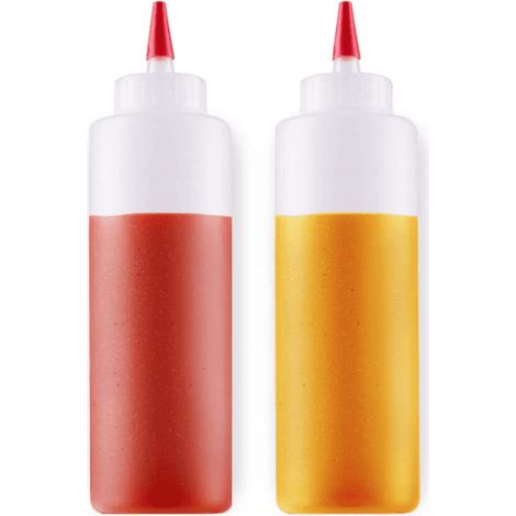 Flacon Souple - PEHD Recyclable Sans BPA - Compatible Micro-ondes Et Lave-vaisselle - Ouverture Large Étanche Rechargeable - Pour Sauces Condiments Cuisine - Lot De 2 (1/5)