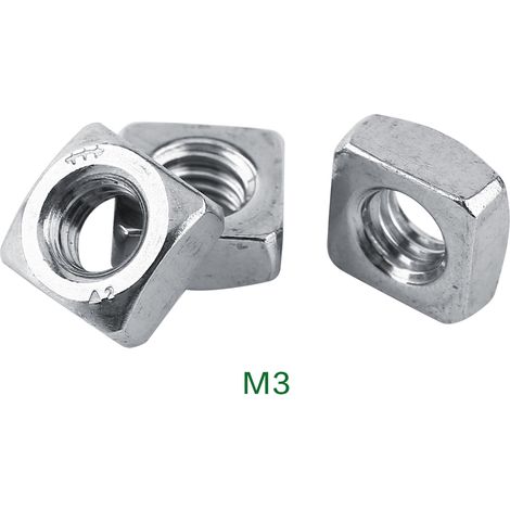 Stainless Steel 304 Square Nuts Four sided Nut Fit Metric Screw (M3x100pcs)