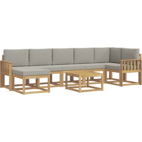 Set di divani da esterno 8 pz 7-Posti Bianco e Grigio Chiaro vidaXL (1/5)