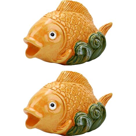 Bouchons de boulons de sol de toilettes en poisson, 2 pièces, couvercle à vis de bol décoratif créatif en résine pour accessoire de salle de bains jaune (1/5)