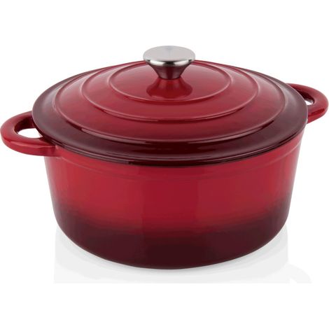 Cocotte émaillée rouge fonte Ø 22 cm H 9,5 cm 2,6 ltr - Was Germany (1/2)