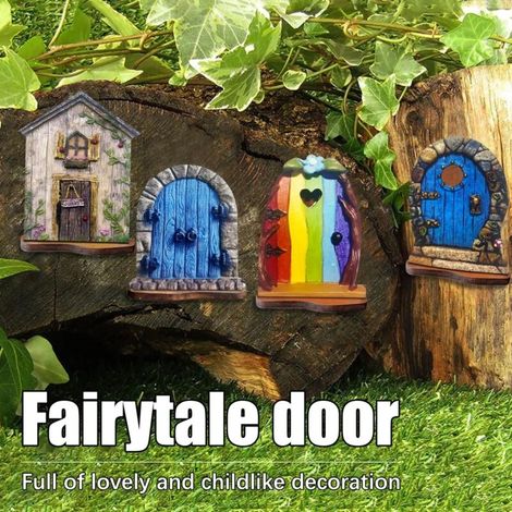 Feentüren für Bäume – Miniatur-Feengartendekoration für draußen, Wanddeko-Accessoire und Gartenkunst für Kinder