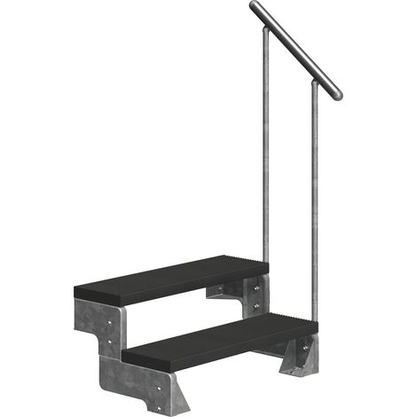 Dolle Außentreppe Gardentop 36-44cm Geschosshöhe mit Trimax anthrazit 80cm breit mit Geländer
