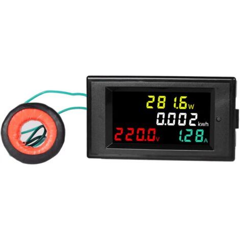 Voltmètre Ampèremètre numérique tension.Afficheur LCD AC ampèremètre, 80-300V Voltmètre Affichage 2 en1 Tension Ampérage Gauge (1/4)