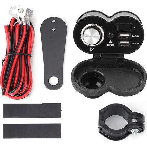 12V wasserdichtes Dual-USB-Ladegerät für Motorradlenker (1/5)