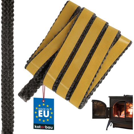 KOTARBAU® Joint Insert Cheminée - Joint Poêle À Bois - 20 x 5 mm - Fibre de Verre - 2,5 m - Noir - Résistant à la Chaleur - Autocollant (1/5)