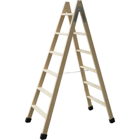 COFAN escalera madera doble 6 peldaños 1,50 m , Escaleras dobles de madera con una estructura robusta, disponibles en diferentes tamaños (3+3, 4+4, 5+5, 6+6, 7+7 y 8+8) y alturas. (1/4)