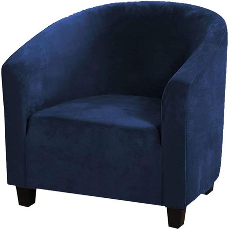 Housse de Fauteuil Cabriolet Chesterfield Élastiques Velours Lavable Tub Chair Extensible Housse de Canapé Antidérapant Couverture de Fauteuil (Marine,XL) (1/5)