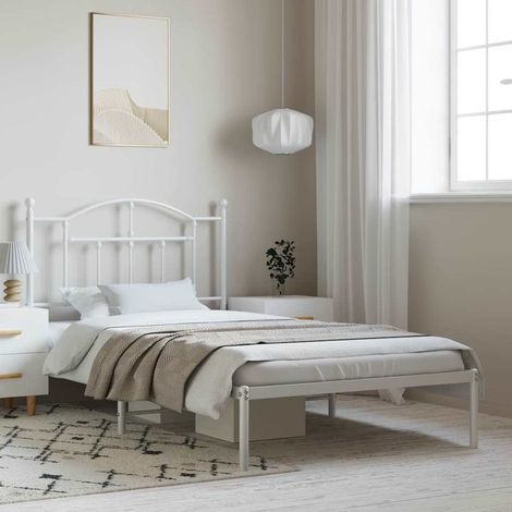 vidaXL Estructura cama sin colchón con cabecero metal blanco 100x190cm (1/5)