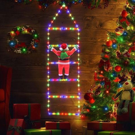 1M Noel Guirlande Lumineuse Extérieur,132LED Lumières Échelle de Noël avec le Père Noël, 8 Modes Fonction Mémoire Minuteur,Multic (1/5)