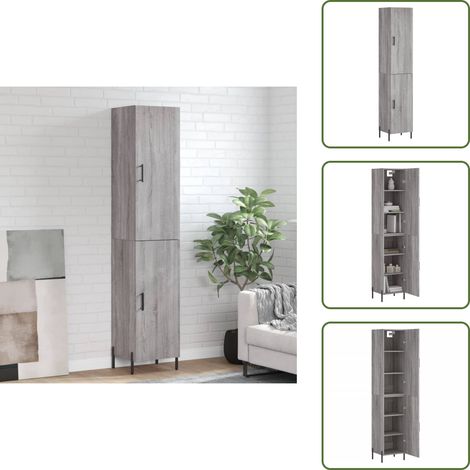 Buffet haut Sonoma gris 34,5x34x180 cm Bois d'ingénierie - Buffet Design Moderne - Meuble Rangement - Armoire Cuisine - Commode Salon - Étagère Murale (1/5)