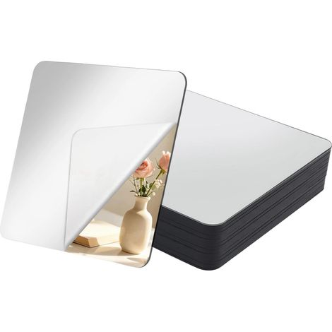 12 Pcs Miroir en Acrylique Adhésifs Flexible 15x15 cm (1/5)