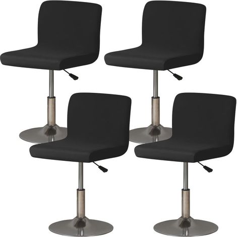 Barhockerbezüge, 4er-Set, dehnbare Barhockerbezüge mit Rückenlehne, waschbarer, quadratischer Drehhocker-Sitzbezug mit elastischem Saum für niedrige Esszimmerstühle mit kurzer Rückenlehne (Schwarz)