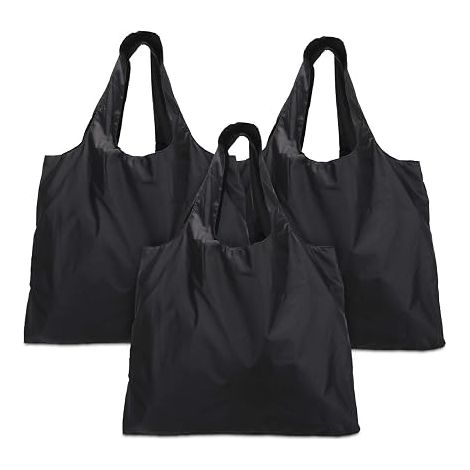 Lot de 3 sacs de courses réutilisables, pliables, avec poche intérieure, lavables, résistants et légers. (1/5)