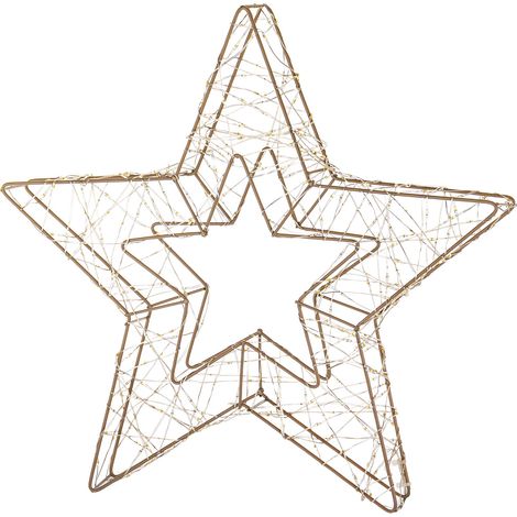 LED-Weihnachtsdekoration Stern, schwarzes Metall, 36 x 37,5 x 5 cm, Kabellänge 290 cm (1/5)