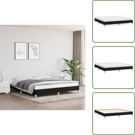 Bettgestell ohne Matratze Schwarz 180x200 cm Stoff - Bettrahmen - Doppelbett - Boxspringbetten - Lattenrost - Schlafzimmermöbel (1/5)