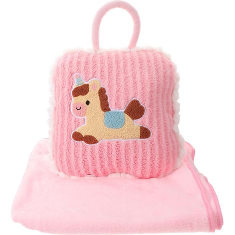 Couverture-Coussin à Motif Cheval Rose, Léger en Coton PP et Peluche, pour Décoration et Siestes au Bureau, Design Adorable pour Nouvel an 2026 (1/5)