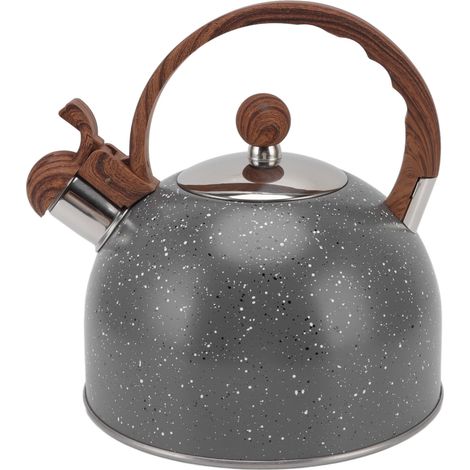 2,5-Liter-Pfeifkessel aus Edelstahl, grau, ideal zum Wasserkochen. (1/5)