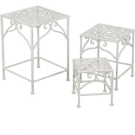Set 3 Portapiante Quadrati per Giardino e Balcone in Metallo Jessica Bianco