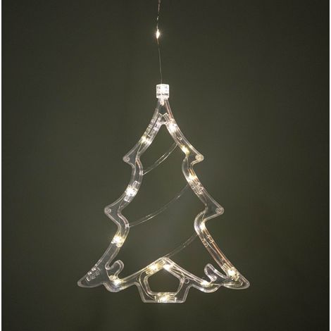 20cm Battery Operated Light up Christmas Tree Window Decoration with Warm White LEDs (1/5)