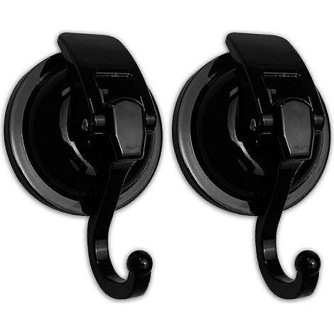 Lot de 2 crochets à ventouse noirs pour peignoir de salle de bain, crochets de douche à ventouse robustes. (1/5)