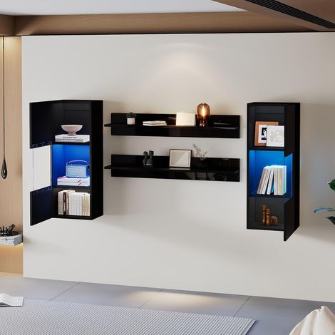 Étagère murale flottante en bois massif – style rustique et naturel, idéale pour le rangement et la décoration murale dans les chambres et les salons. (1/5)