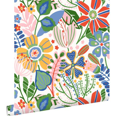 papier peint fleurs blanc et multicolore - ESTAhome (1/5)