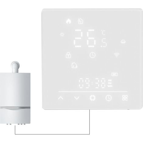 WHT-S02-GA 5A Intelligenter Thermostat für Warmwasserbereiter, energieeffizienter Temperaturregler, kompatibel mit Warmwasserbereiter-Verteilerventilen (95–240 V AC), Weiß (1/5)