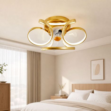 Ventilador de techo invisible con luz LED, control remoto y aplicación, motor de cobre silencioso, 50 cm, 3 colores, reversible. (1/4)