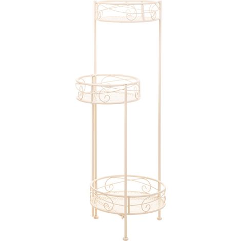 Soporte para 3 macetas de forja blanco 30x25x90