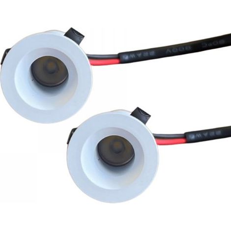 2 Pezzi Mini Faretto Led Da Incasso Rotondo, Carcassa Bianca 4000K, 1W 80LM 220V, Ø2240mm, Foro 17mm, Angolo 15° IP20