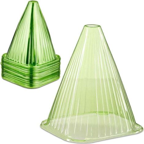 Relaxdays Cloche à salade, lot de 80, PVC, protection contre le gel et les escargots, HLP : 22 x 19 x 19 cm, verte (1/4)