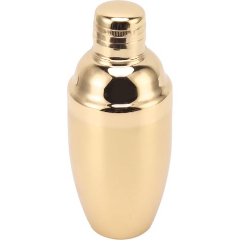 Shaker à cocktails de bar en acier inoxydable antirouille, idéal pour les cocktails, les boissons mélangées et le thé au lait (couleur or).