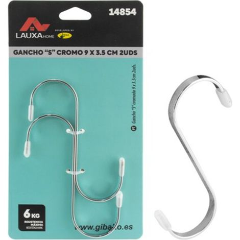 Gancho S Cromo Lauxa Home 9x3.5cm Blister 2 Unidades