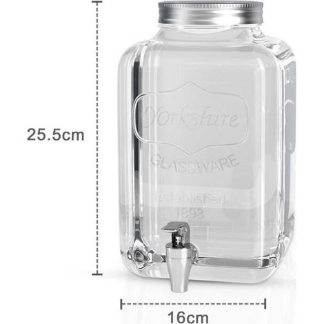 Distributeur de boissons - Verre - 4 L - Robinet en plastique - Design élégant - Pratique (1/4)