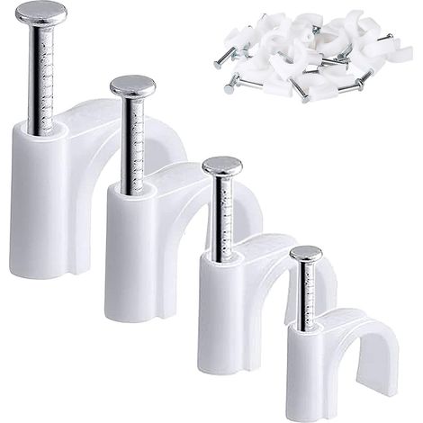 400 clous pour câbles, 4 tailles (4 mm, 6 mm, 8 mm, 10 mm). Clous ronds résistants pour fixation de câbles et attaches de fils.-AquaForge (1/5)