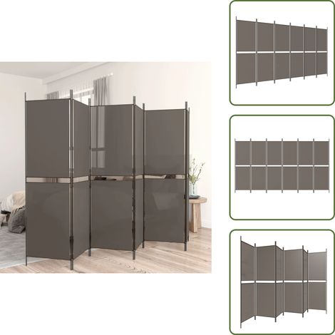 The Living Store 6-tlg. Paravent Anthrazit 300x180 cm Stoff - Raumteiler (1/5)