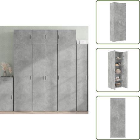 Meuble de rangement - vidaXL Buffet haut gris béton 70x42,5x185 cm bois d'ingénierie - Buffet bois (1/5)