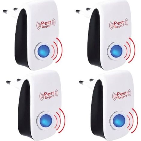 Pack de 4 Appareil Ultrason Souris - et Rats Barrage aux Insectes Repulsif à Tue Mouche Electrique Anti Puissant ultrasons rongeurs (1/4)