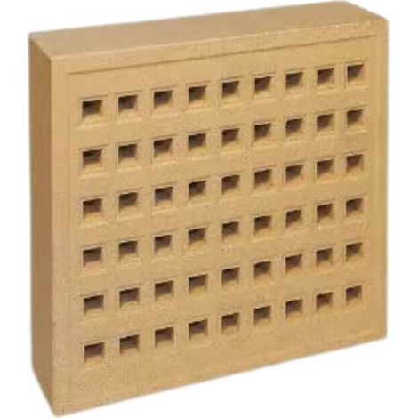 215mm x 215mm Square Hole Clay Air Brick Buff (9" x 9")