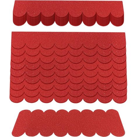 Feutre de Toiture Rouge pour Nichoir et Mangeoire à Oiseaux Shingle Adhésif Imperméable pour Mini Toit Shingles Souples prédécoupés pour Cabane d'oiseaux