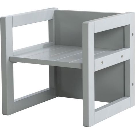 Tabouret évolutif enfant - ROBA - 3 hauteurs - Style campagne - Gris (1/5)