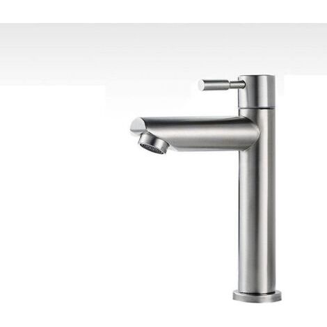 Robinet de salle de bains 1 pièce, robinet d'évier eau froide uniquement, cuivre chromé durable, mécanisme céramique, aérateur 9L/min (1/4)