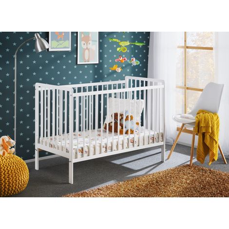 Berceau bébé lit bébé 120x60cm blanc mat barreaux amovibles CYPI (1/4)