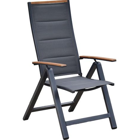 Verona Klappsessel, gepolst.,Holzoptik, Alu,Textil