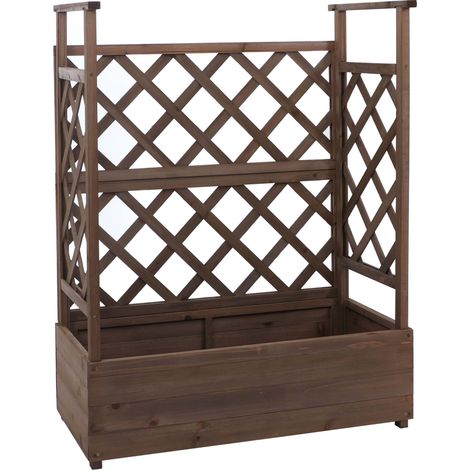 Jardinière sur pied HWC-P67, bac à plantes/à fleurs, pot de fleurs, treillis, tuteur, espalier en bois MVG 114x85x44cm-