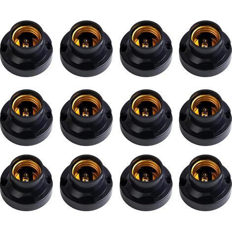 Lot de 12 Douille E27, Support Noir Rétro, Fixation Universel, Pour Suspension Plafonnier Maison (1/5)