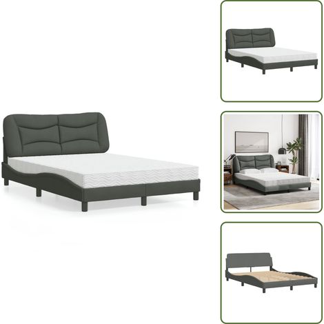 Bett mit Matratze Dunkelgrau 140x200 cm Stoff - Betten - Doppelbetten - Boxspringbetten - Lattenrost - Matratzen (1/5)