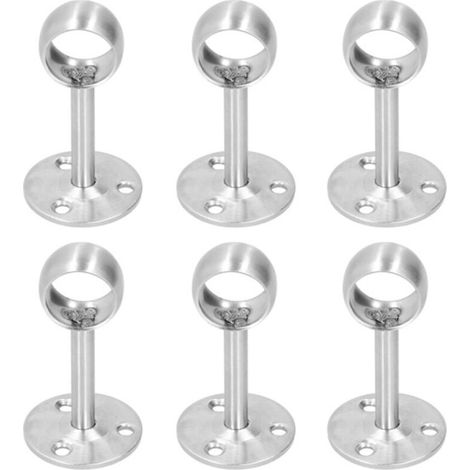 Jeu de 6 brides de fixation en acier inoxydable : Accessoires pour tringles à rideaux et supports pour tringles de penderie (Quincaillerie) (1/5)